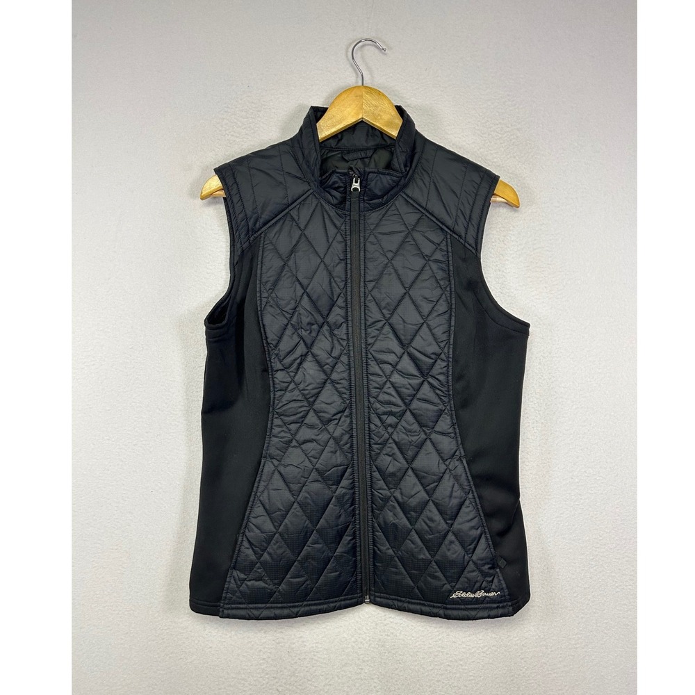 Gorpcore Outdoor Eddie Bauer Womens L Black Quilted Hybrid Stretch Side Zip Vest